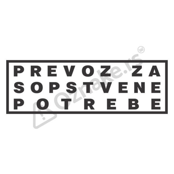Prevoz za sopstvene potrebe - nalepnica za limariju